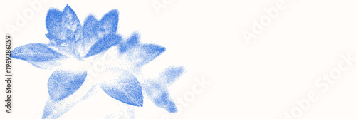 Cyanotype halftone overlay texture bg with leaves silhouettes. Vector soft blue wallpaper for template, graphic design projects, artworks