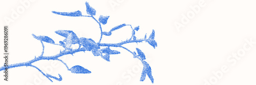 Cyanotype halftone overlay texture bg with leaves silhouettes. Vector soft blue wallpaper for template, graphic design projects, artworks