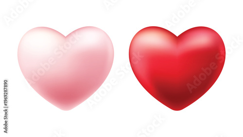 red and pink heart isolated on transparent background 