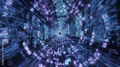 Digital cyber tunnel data flow technology circuit board pattern