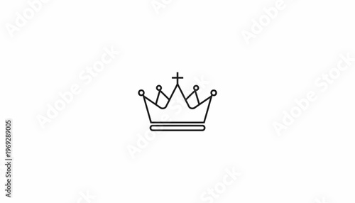 Minimalist Crown Icon with Cross, Royal Symbol, Elegant Line Art