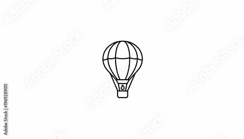 Minimalist Hot Air Balloon Outline Icon on White Background