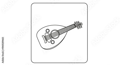 Lute Stringed Instrument Outline Icon Vector Illustration