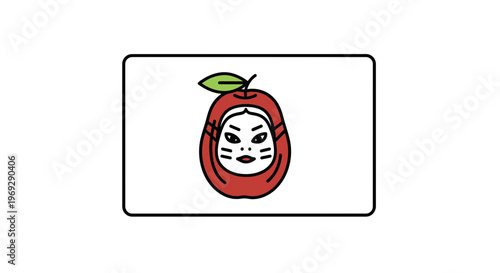 Japanese Daruma Doll Shaped Like an Apple with a Face, Symbolizing Good Luck and New Beginnings