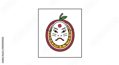 Japanese Kabuki Mask Inspired Fruit with Traditional Face Design
