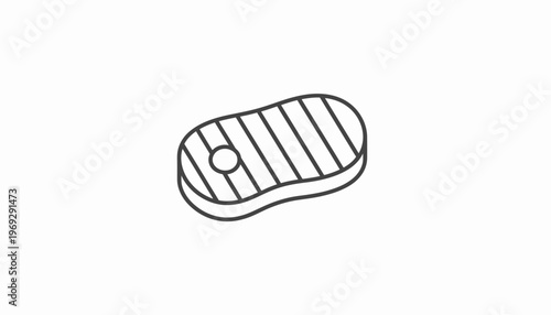 Grilled Steak Icon, Vector Flat Design, Barbecue Food Symbol, Isolated on White Background