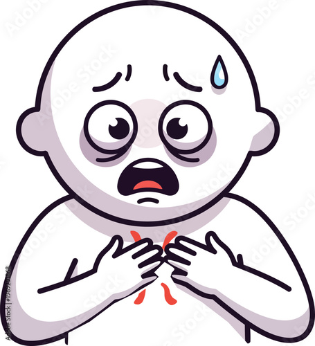 Cartoon Person Experiencing Chest Pain and Anxiety