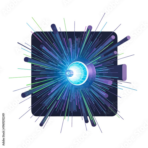 Abstract burst of light and energy emanating from a central point