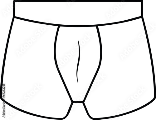 Essential black outline drawing of mens comfortable boxer briefs for apparel