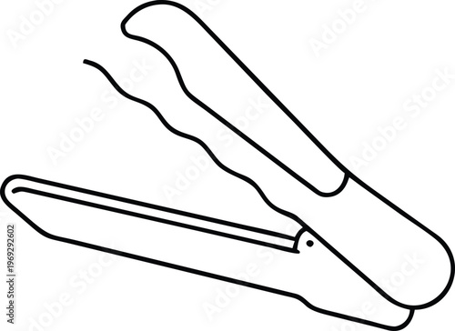 Essential Hair Straightener Line Art Illustration for Beauty Styling Tools and Salon Equipment