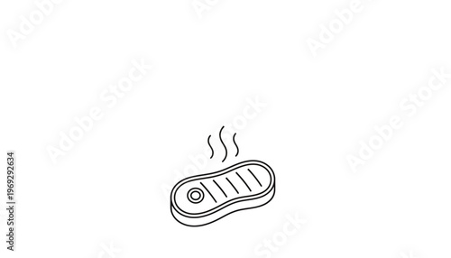 Grilled Steak Icon - Minimalist Line Art of Hot, Sizzling Beef Steak