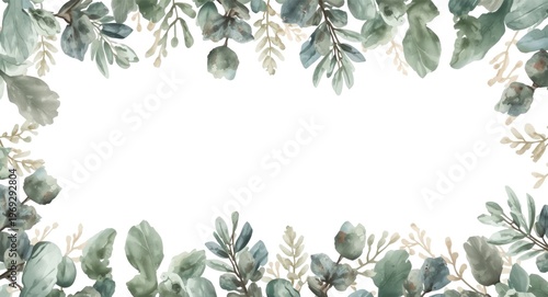 White background eucalyptus and winter flower clipart for elegant invitation cards