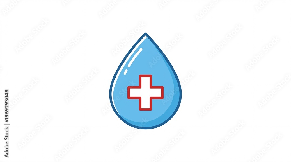 Fototapeta premium Medical blue drop icon with cross.