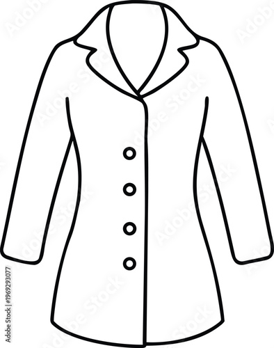 Essential Professional Lab Coat Outline with Four Front Buttons for Medical Use