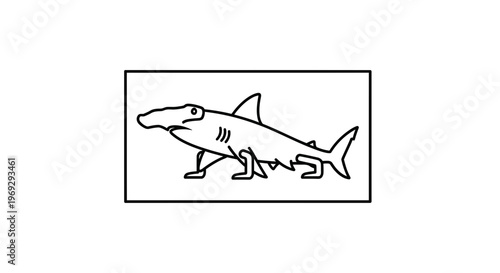 Funny Hammerhead Shark with Legs Cartoon Drawing