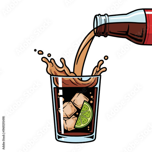 Refreshing beverage poured into a glass with ice and citrus