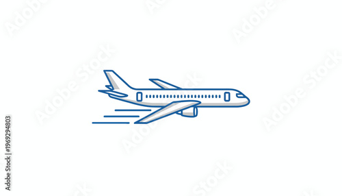 Airplane Flying Fast with Motion Blur Lines, Travel and Transport Concept