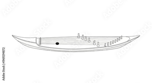Ancient Inuit Kayak Drawing: Traditional Arctic Watercraft Illustration
