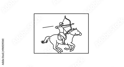 Archer on Horseback Shooting Arrow - Dynamic Action Illustration