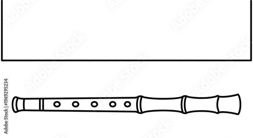 Bamboo Flute Recorder Isolated on White Background, Musical Instrument