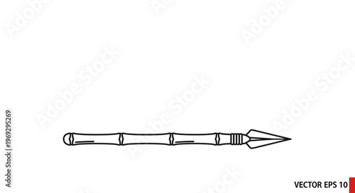 Bamboo Spear Icon, Primitive Weapon, Tribal Hunting Tool, Ancient Warfare, Vector Illustration