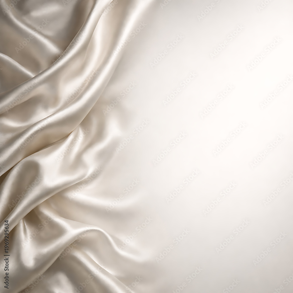 Fototapeta premium Elegant Champagne Silk Fabric With Soft Folds And Luxurious Texture