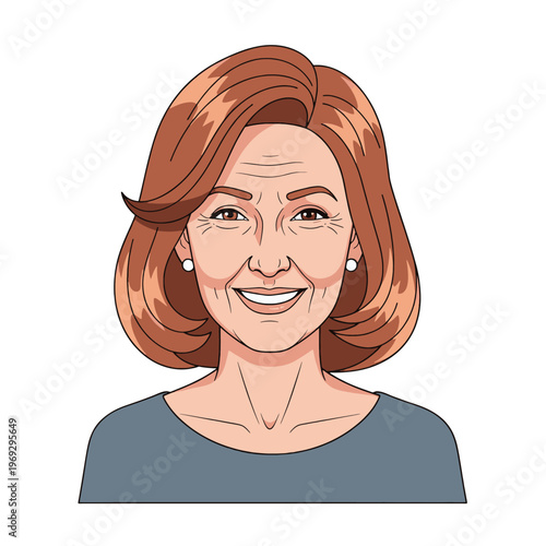 Portrait of a smiling middle-aged woman with auburn hair