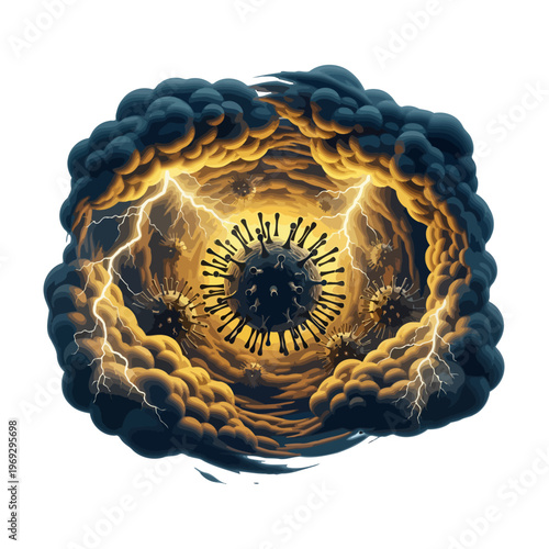 Microscopic organisms in a stormy, dark and illuminated vortex