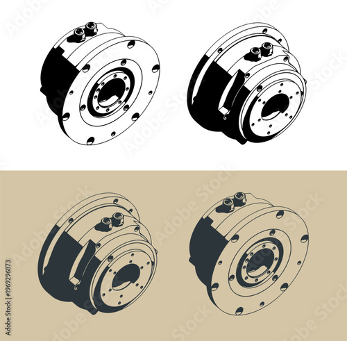 Hydraulic rotary actuator unit illustrations