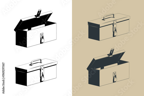 Vintage metal tool box with padlock