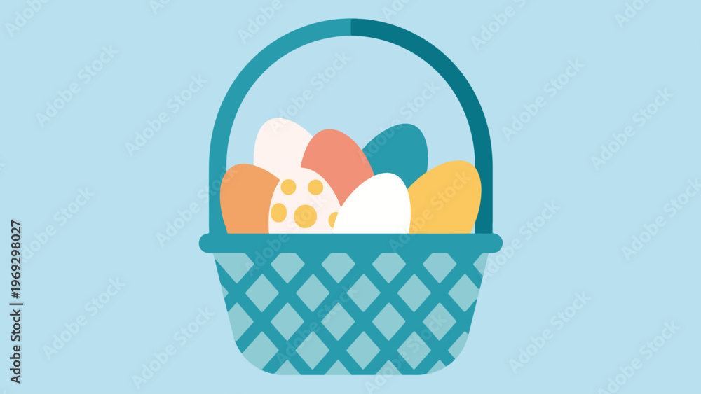Fototapeta premium Illustration Of Easter Basket Filled With Eggs Vector Design Template