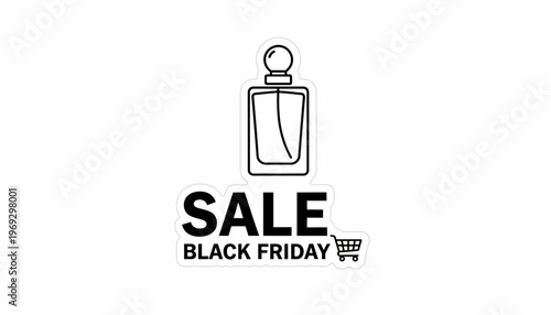 Black Friday Sale Perfume Bottle Icon with Shopping Cart