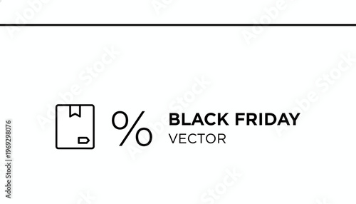 Black Friday Sale Vector Icon with Percentage and Package Symbol