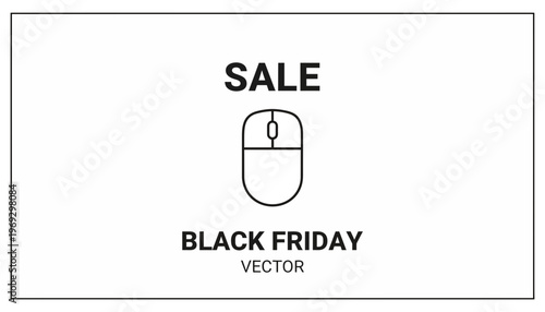 Black Friday Sale Vector Icon of Computer Mouse, Online Shopping Concept