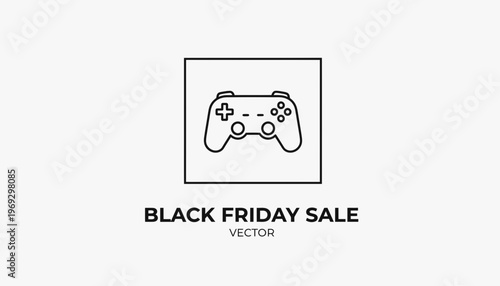 Black Friday Sale Vector Icon of Game Controller for Gaming Deals and Discounts