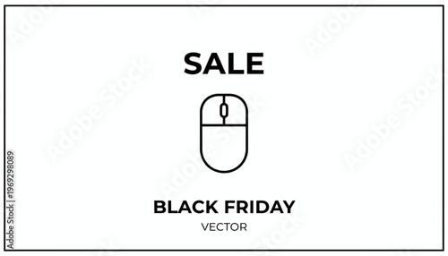 Black Friday Sale Vector Icon of Computer Mouse, Online Shopping Promotion