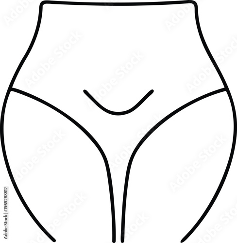 Minimalist line illustration depicting a slender female torso with comfortable high waisted modern underwear