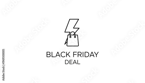 Black Friday Deal Lightning Bolt Shopping Bag Icon - Sale Promotion Concept