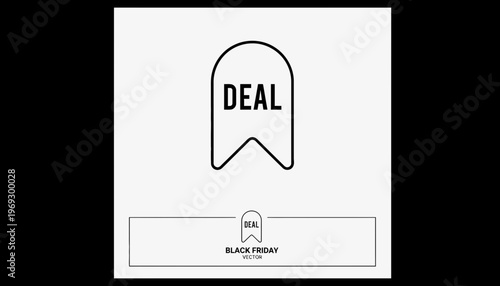 Black Friday Deal Tag Icon with Text on Minimalist Background