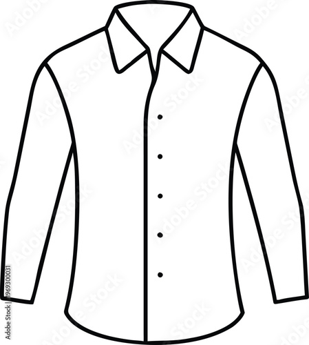 Mens classic long sleeve button up shirt outline drawing for fashion design