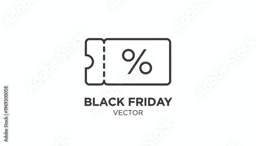 Black Friday Discount Coupon Icon with Percentage Symbol, Vector Graphic