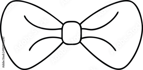 Minimalist black outline bow tie illustration for formal events and modern fashion design