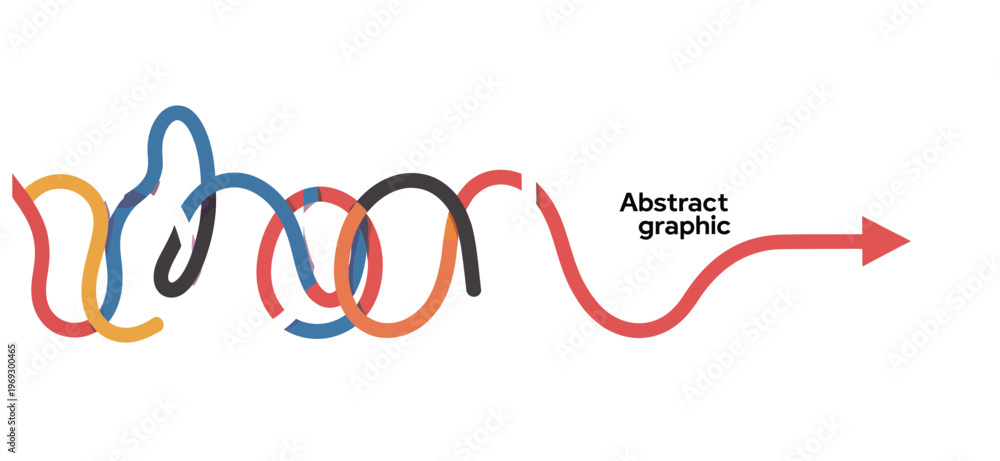 Obraz premium Colorful abstract wavy lines forming a path with an arrow indicating progress and success.