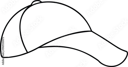 Minimalist black silhouette of a traditional baseball cap with a stiff visor for sun protection