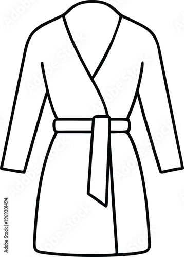 Minimalist Line Icon of a Comfortable Bathrobe Ideal for Spa and Relaxation Themes