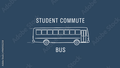Student Commute Bus Illustration on Dark Blue Background