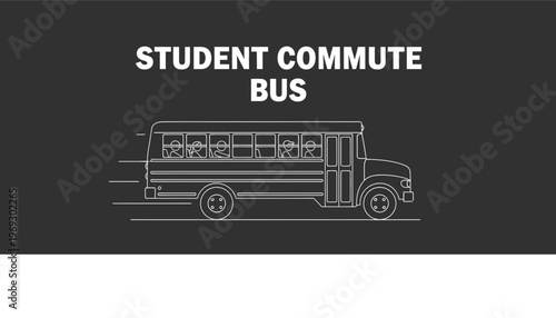 Student Commute Bus with Passengers, Education Transportation Concept