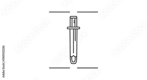 Stylized illustration of a vintage syringe with needle, isolated on white background