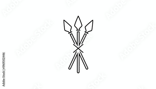 Three spears crossed, ancient weapon icon, tribal symbol, minimalist vector art