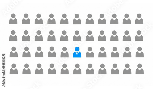 Business people grid with unique leader standout human icon concept for individuality teamwork and leadership vector